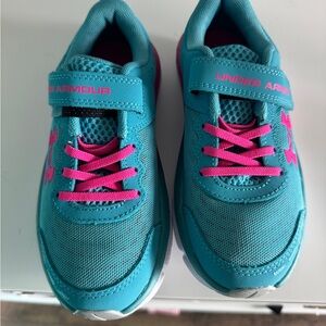 Under Armour Teal and Hot Pink Kids Athletic Sneakers